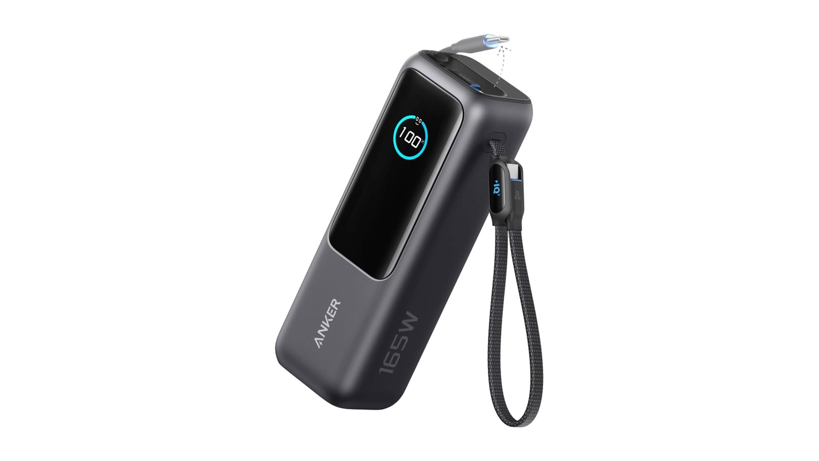 Anker Power Bank 25K, 165 W, Built-In USB-C a Retractable Cable Black