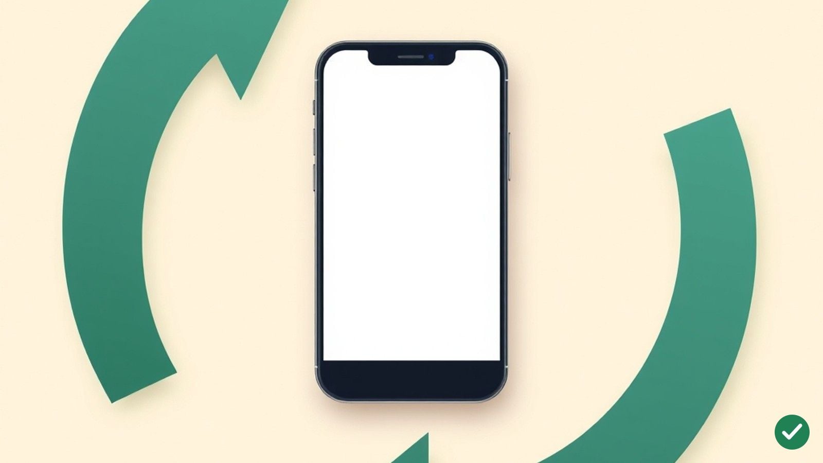 Ilustrácia smartfónu spredu, okolo ktorého je veľká kruhová šípka