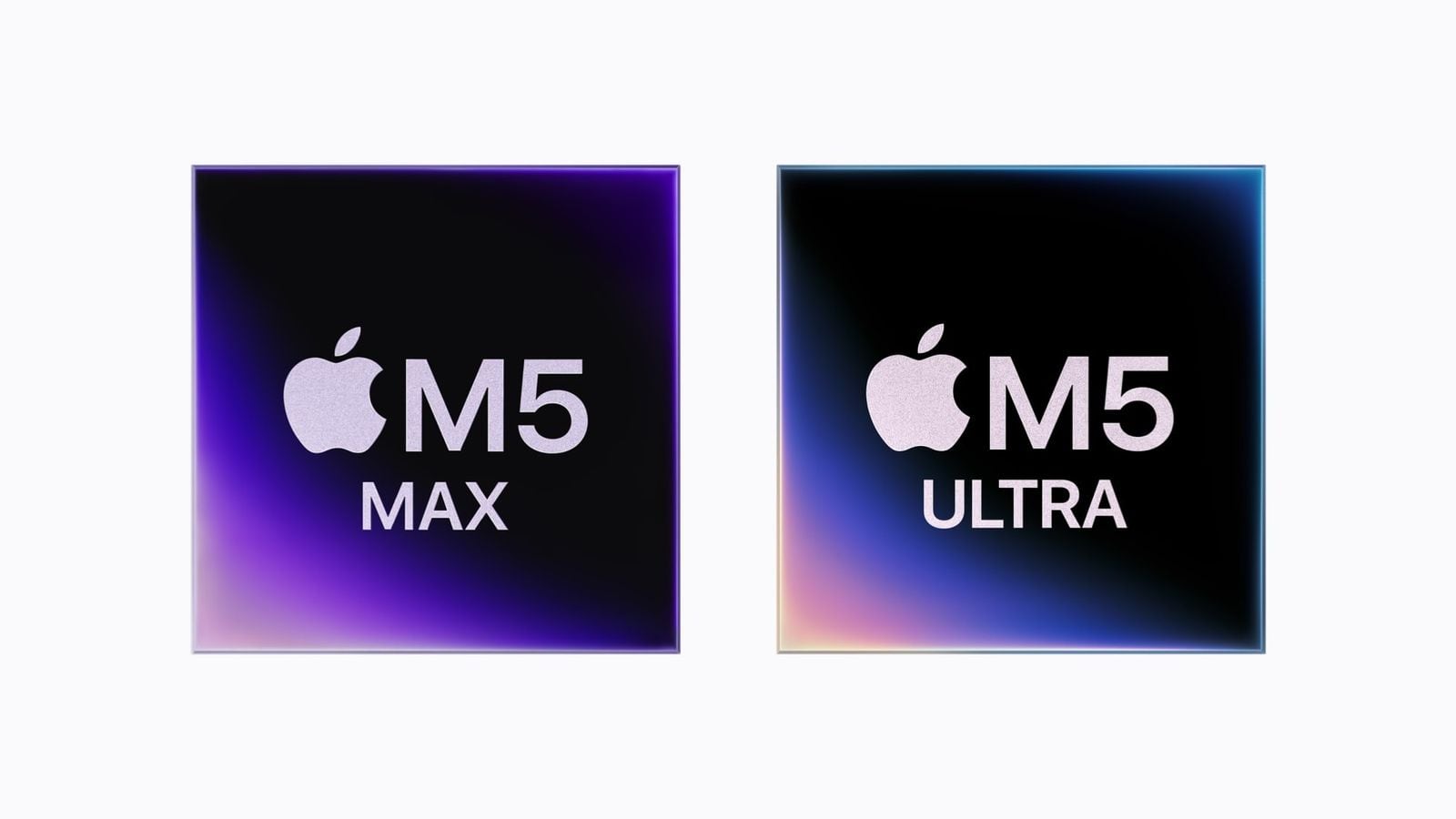 Grafiky vedľa seba znázorňujú čipy M5 Max a M5 Ultra