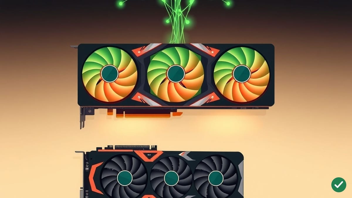 Grafická karta so svietiacimi ventilátormi a sieťou neurónov