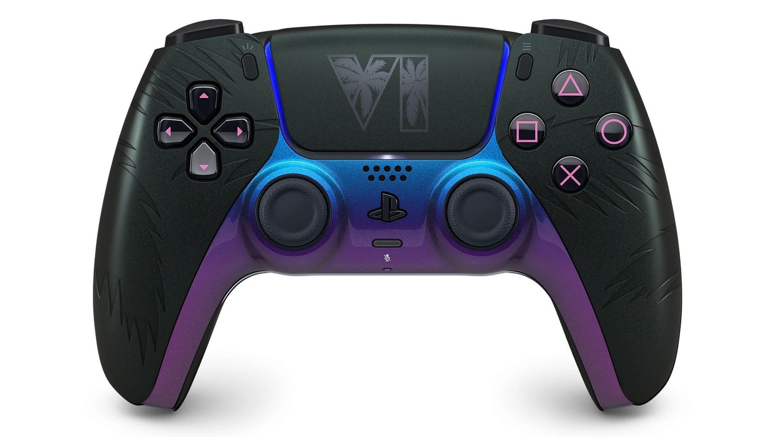 Ovládač DualSense pre PS5, tmavozeleno-fialový prechod, edícia GTA VI, ružové tlačidlá