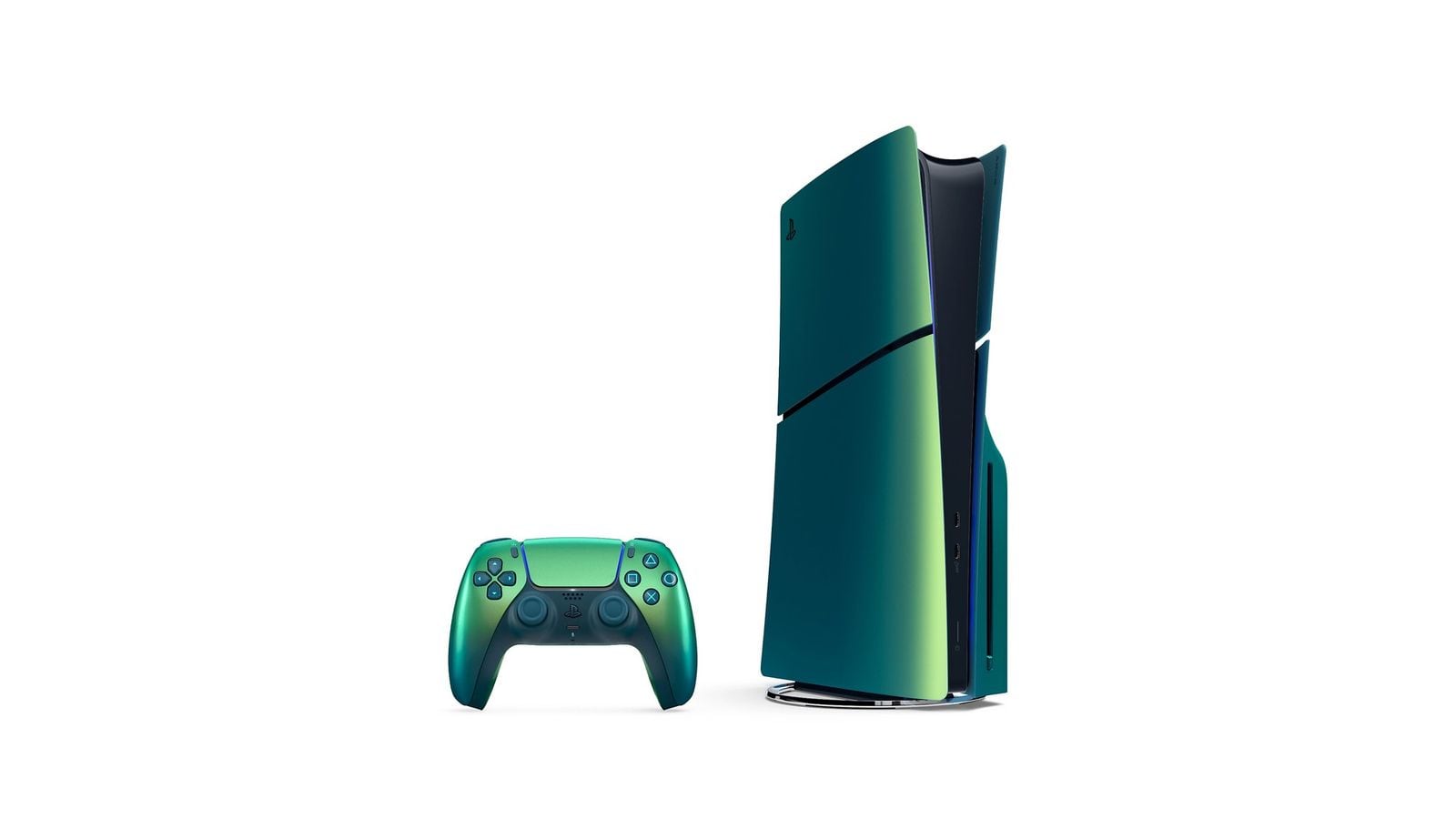 PS5 Slim konzola v tyrkysovozelenom prevedení s ovládačom DualSense rovnakej farby