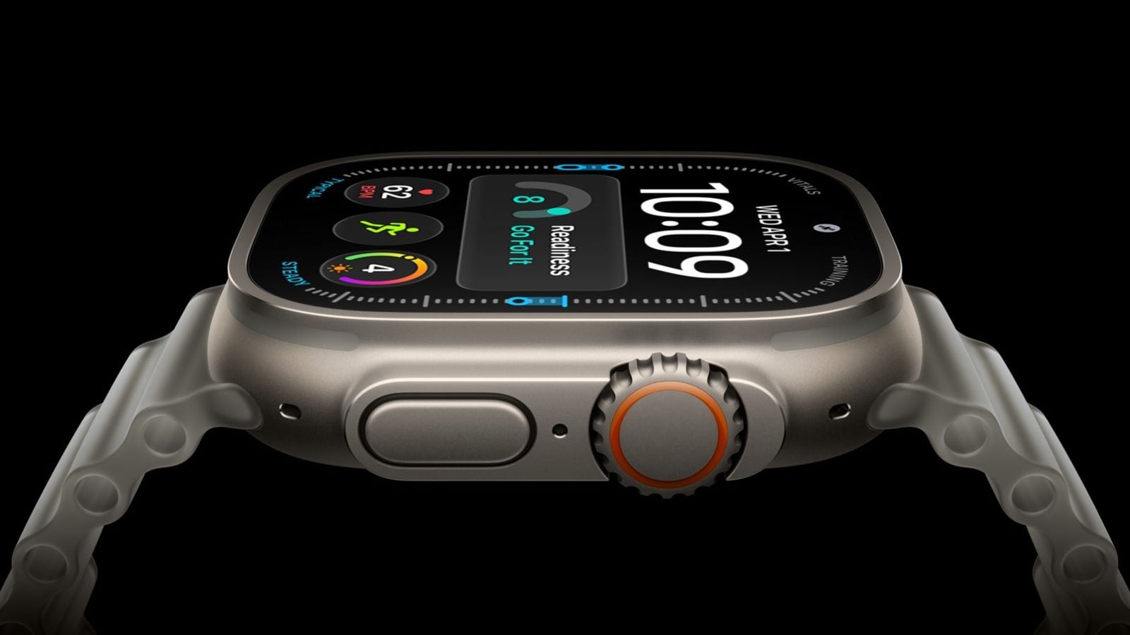 Detailný bočný pohľad na Apple Watch Ultra 4